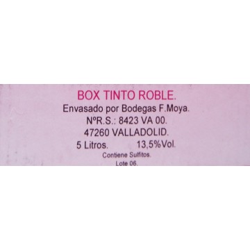 Etiqueta Bag in Box Tinto Roble 5L